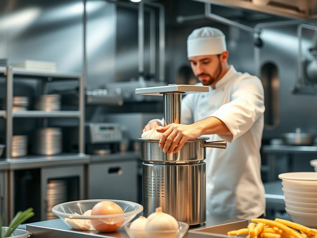 عکس راهنمای جامع خرید و انتخاب دستگاه پوره کن پیاز صنعتی: بهره‌وری و بهداشت در آشپزخانه‌های حرفه‌ای