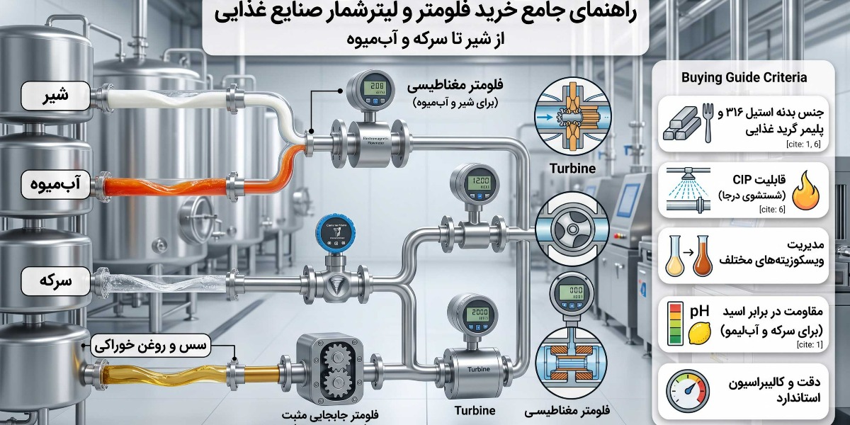 عکس راهنمای جامع خرید فلومتر و لیترشمار صنایع غذایی؛ از اندازه‌گیری شیر تا سرکه و آب‌ میوه
